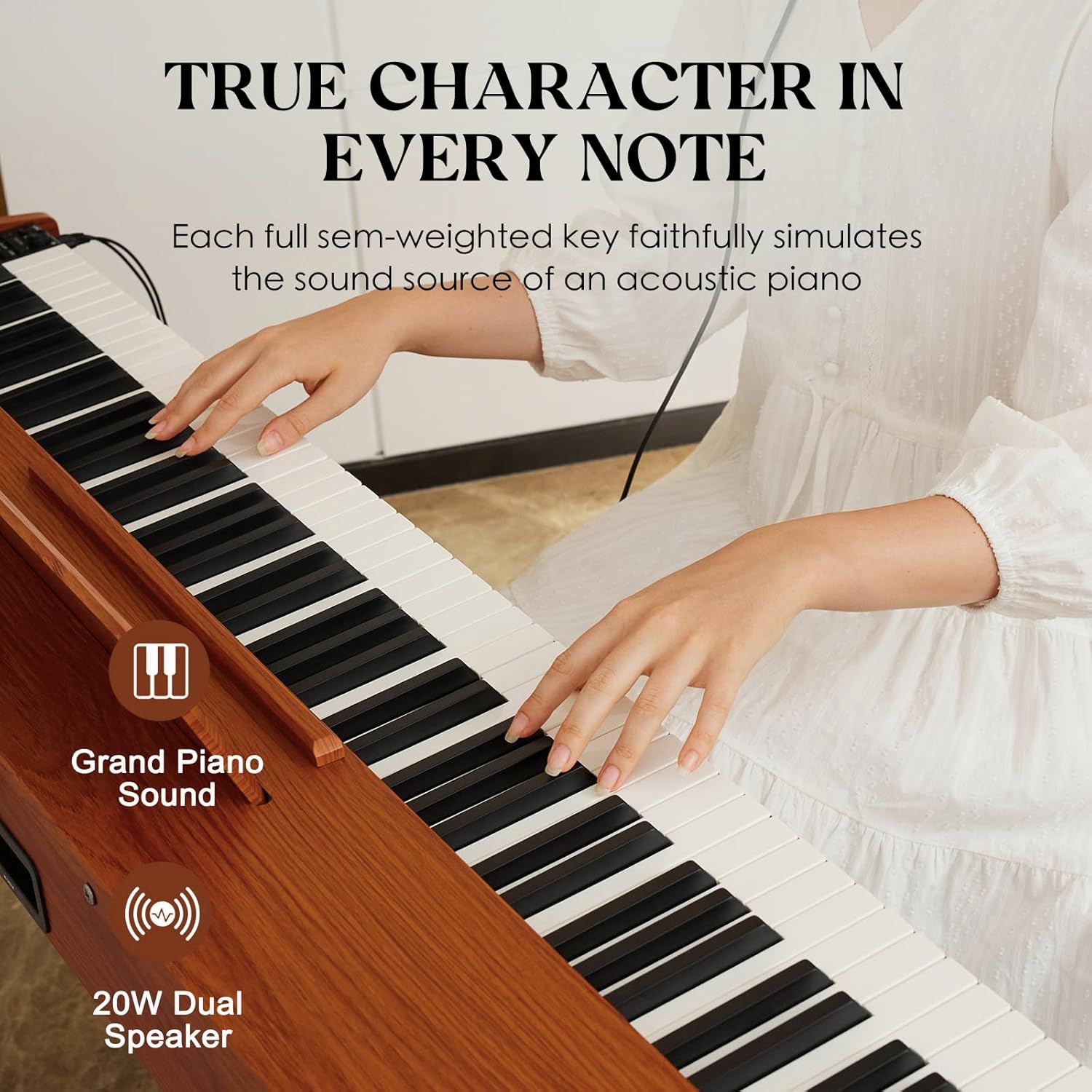 digital Piano 88 Key Semi Weighted Keyboard,Full-size Electric Piano for Beginners,with Sheet Music Stand,Pedal,Power Adapter,Headphone Mode,USB-MIDI (KU-3506 Digital Piano with Stand)