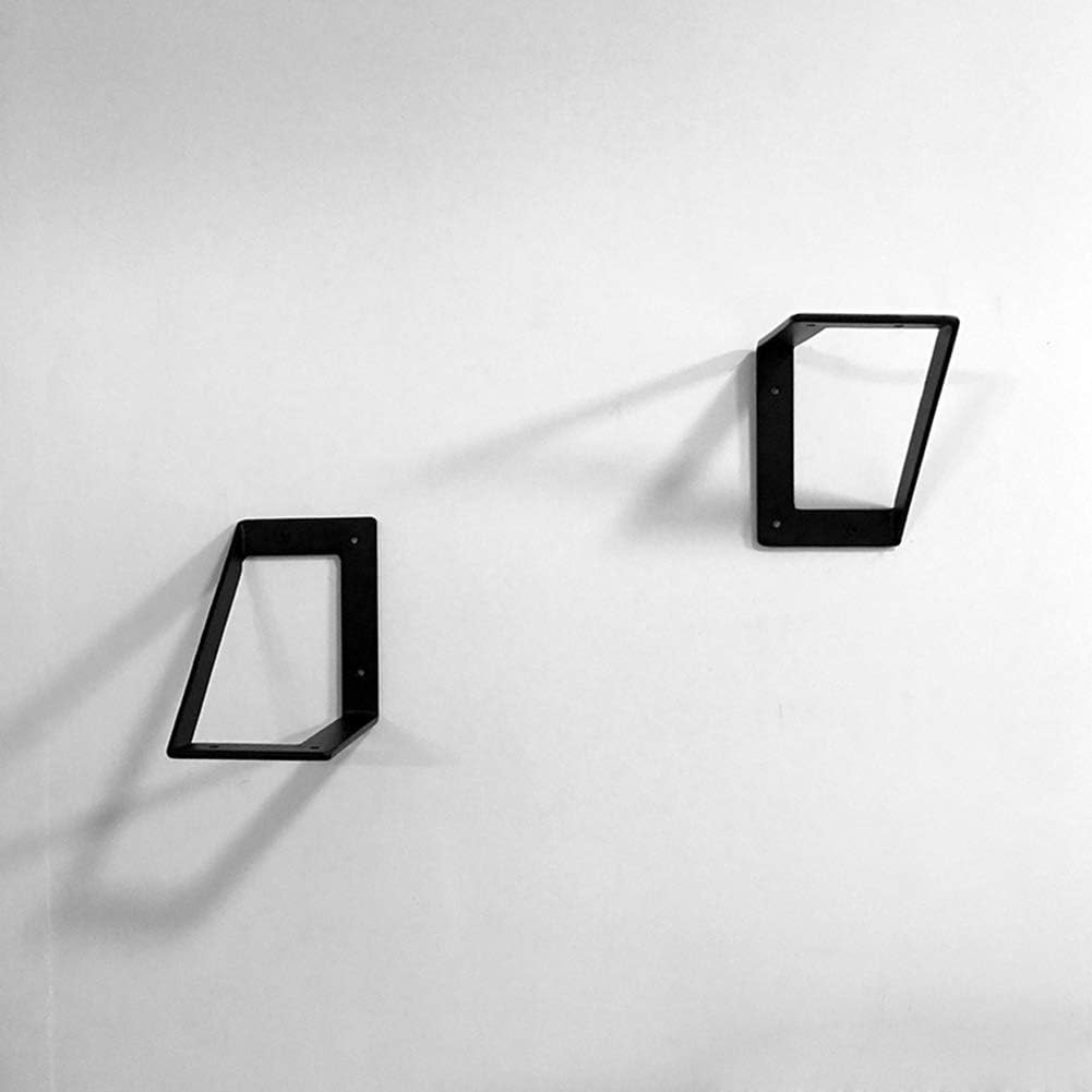 2X Wall Mount Floating Shelf Heavy Duty Thick Triangle Metal Industry Shelf Decorative Corner with Screws Up and Down Installation