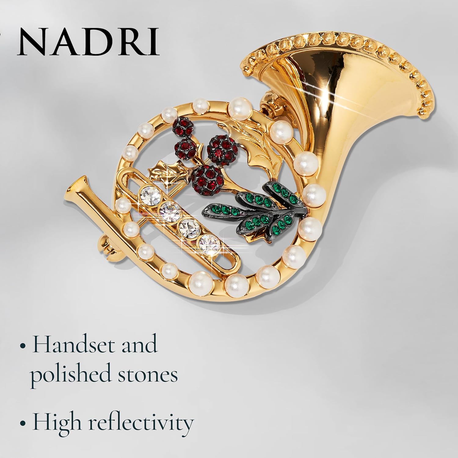 Nadri Santa Pin - Christmas Brooch Pins for Women, Xmas Brooches Set Festive Holiday Ornaments Party Gift Costume Jewelry Set