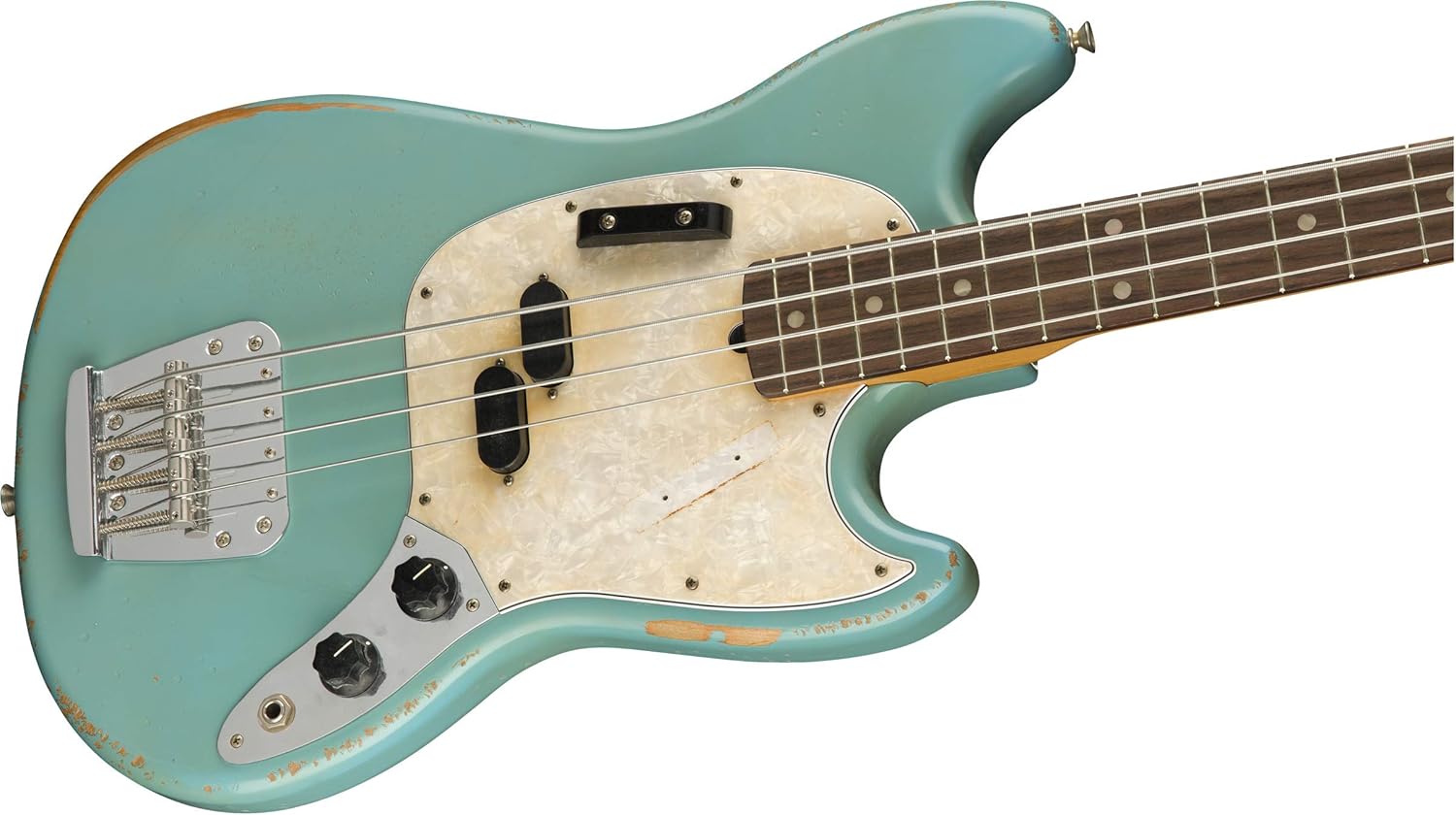 Fender JMJ Road Worn Mustang Bass, Faded Daphne Blue, Rosewood Fingerboard