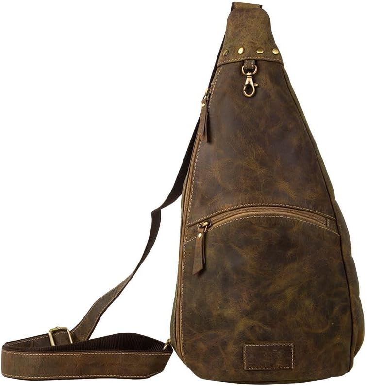 Myra Bag Travel Sling Bag - High Country Leather and Hairon Anti-Theft Crossbody Bag, Anti-Theft Sling Bag for Women, Anti-Theft Crossbody Bag for Men, Mini Backpack, Brown