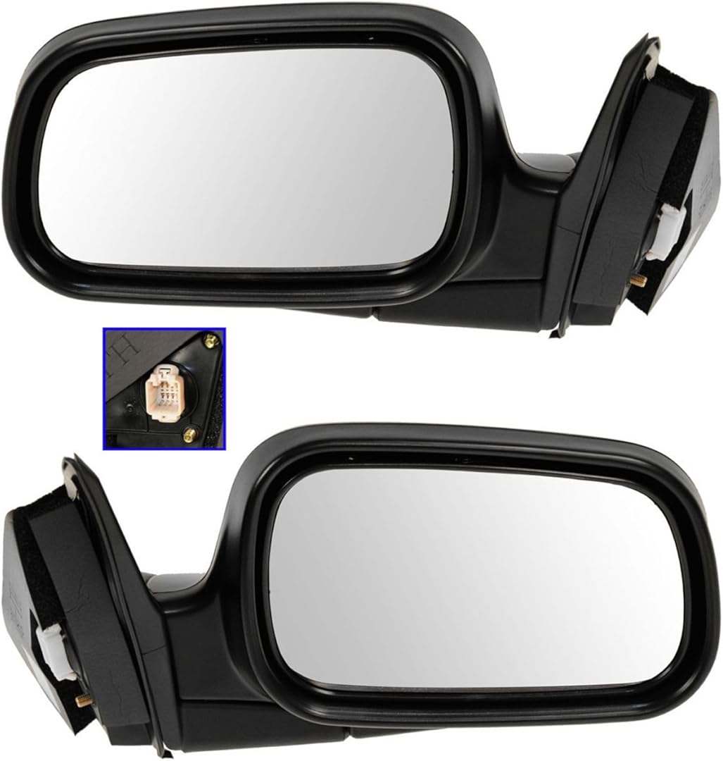 TRQ 2 Piece Driver and Passenger Side Mirror Assembly Set Electric Adjustment Non-Heated No Memory Black Compatible with 1994-1997 Honda Accord HO1320111 HO1320114 HO1321111 HO1321114 HO1321158