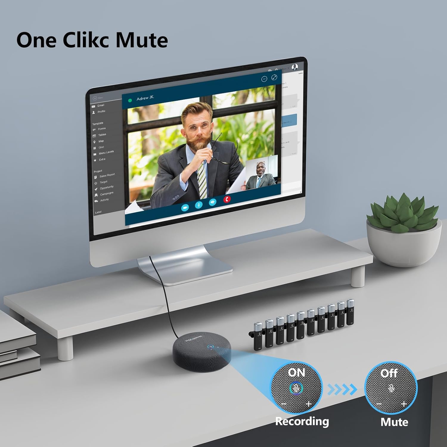 Conference Speaker and Microphone, USB Speakerphone with 10 Mics, 360° Pickup&Noise Reduction, Portable Conference Room Omnidirectional Microphone for 10 Compatible with Leading Platforms