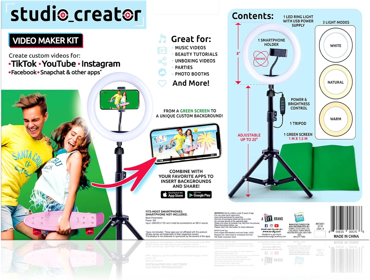 So DIY TikTok Instagram YouTube Ring Light with Green Screen and Phone Mount Tripod. Studio Creator Influencer Video Creator Kit