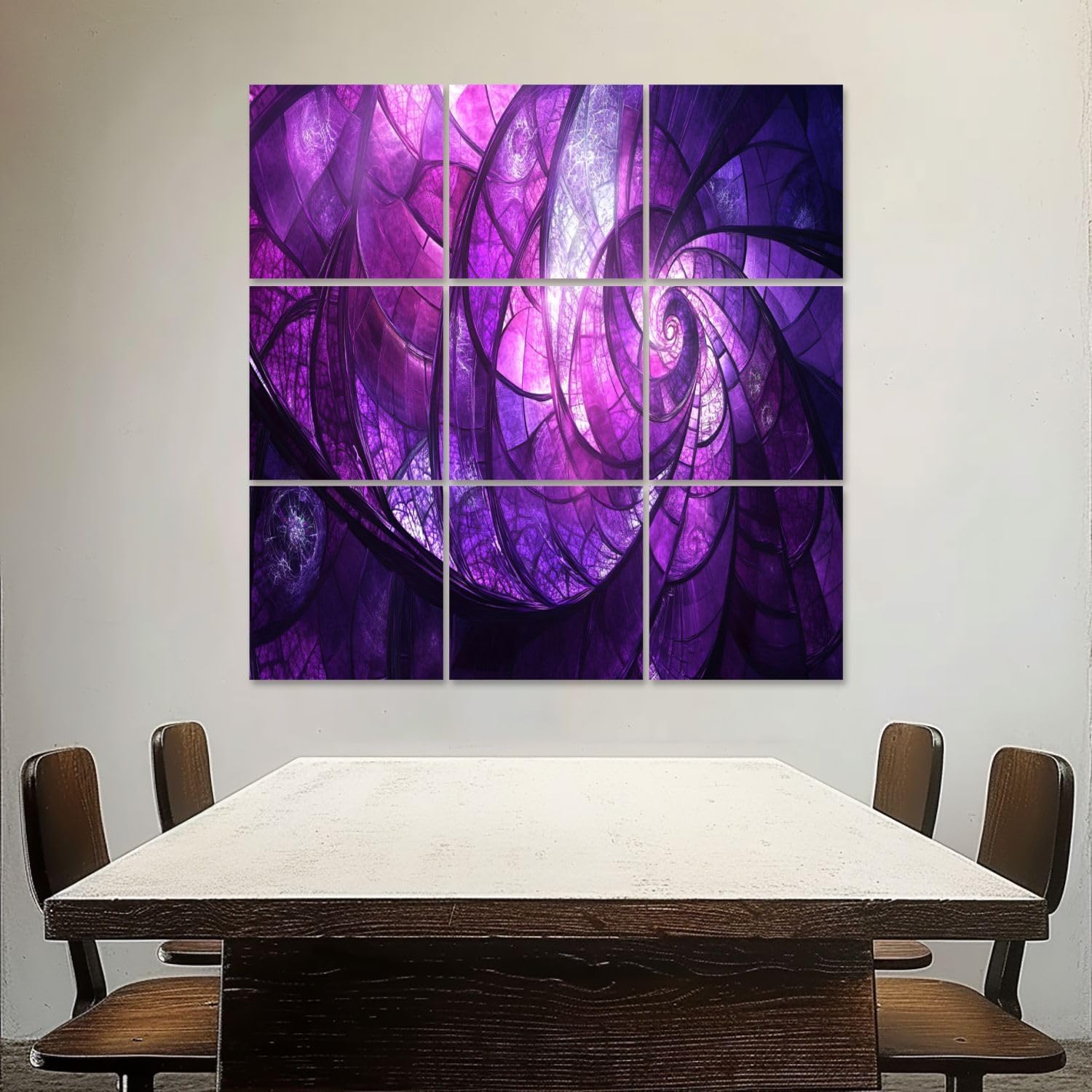 Art Acoustic Panels Self Adhesive Fantastical Landscape Stained Purple Violet 9 Packs Decorative Soundproof Wall Panels Large Sound Absorbing Panels for Home Office 60