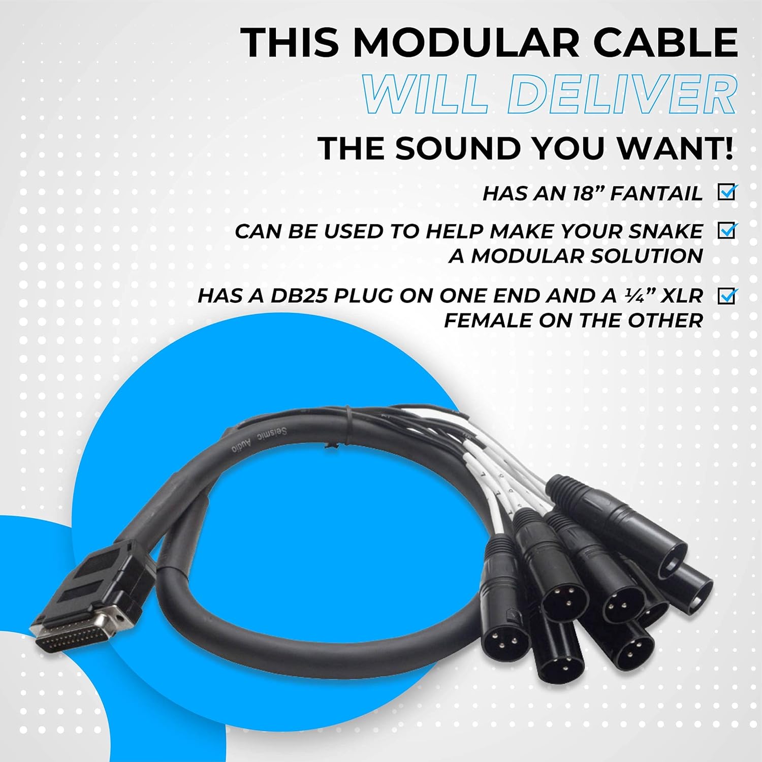 Seismic Audio Speakers DB25 to 8 Channel ¼” XLR Male 3 Foot D-Sub Snake Cable, PatchBay Interface Modular Cable