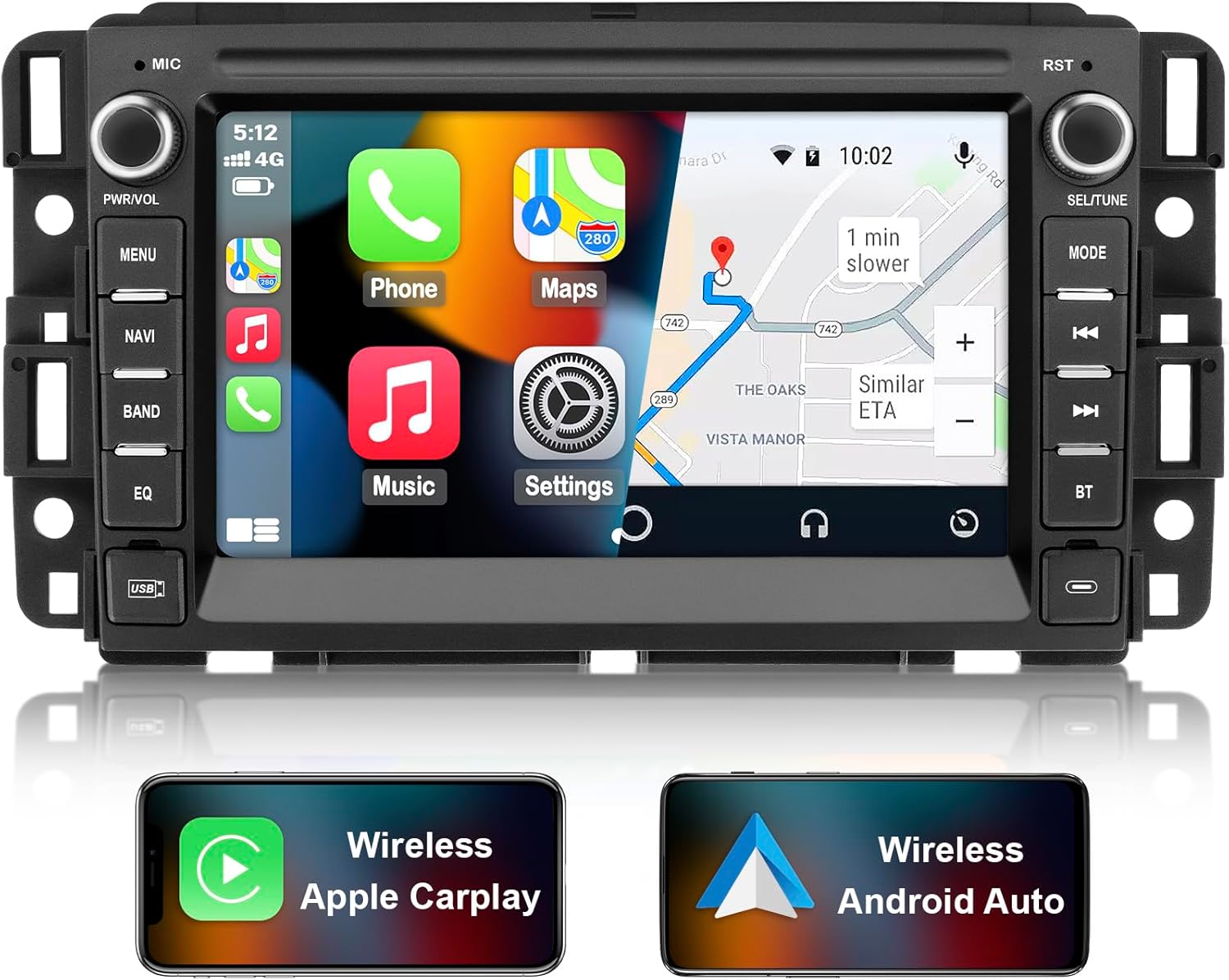 Car Radio Stereo Compatible with Chevy Silverado 2007-2014 Tahoe GMC Sierra Yukon,Android 13 Touch Screen Head Unit Radio 2G+64G with Wireless Carplay Andriod Auto Bluetooth GPS Navigation