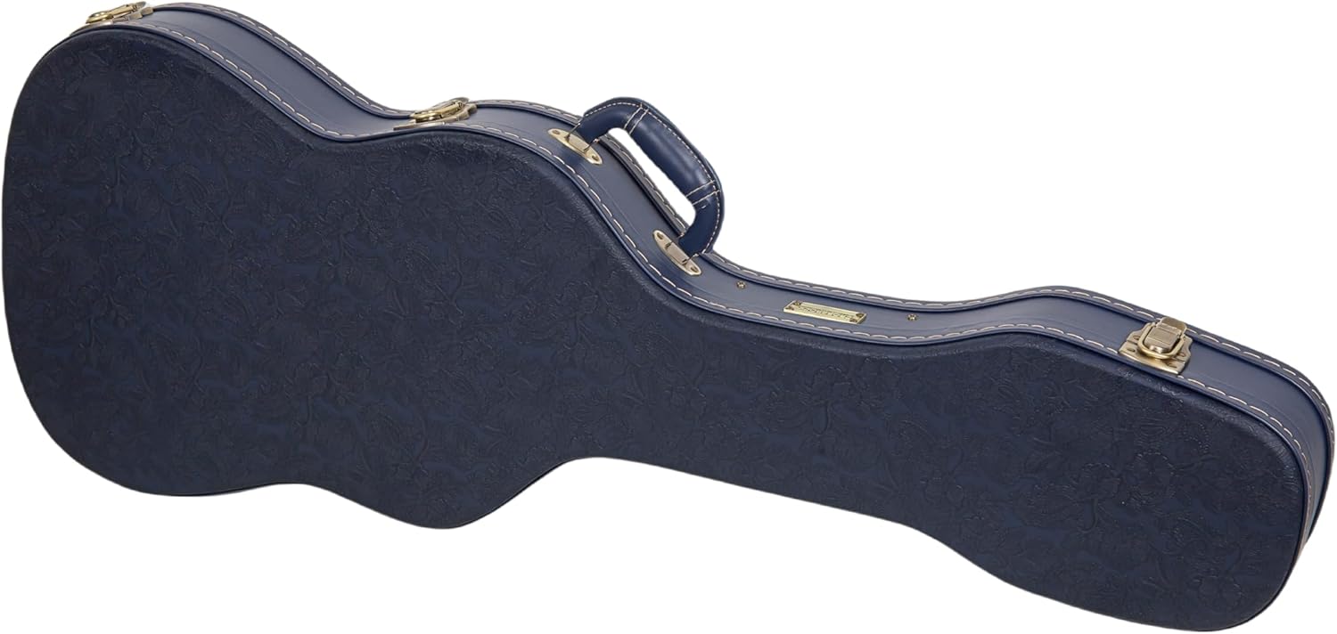 Crossrock Relief Series Electric Guitar Case for Telecaster & Stratocaster Style | Carved Ocean Blue Finish, Deep Scarlett Velvet Interior, Lock (CRW630STOB)