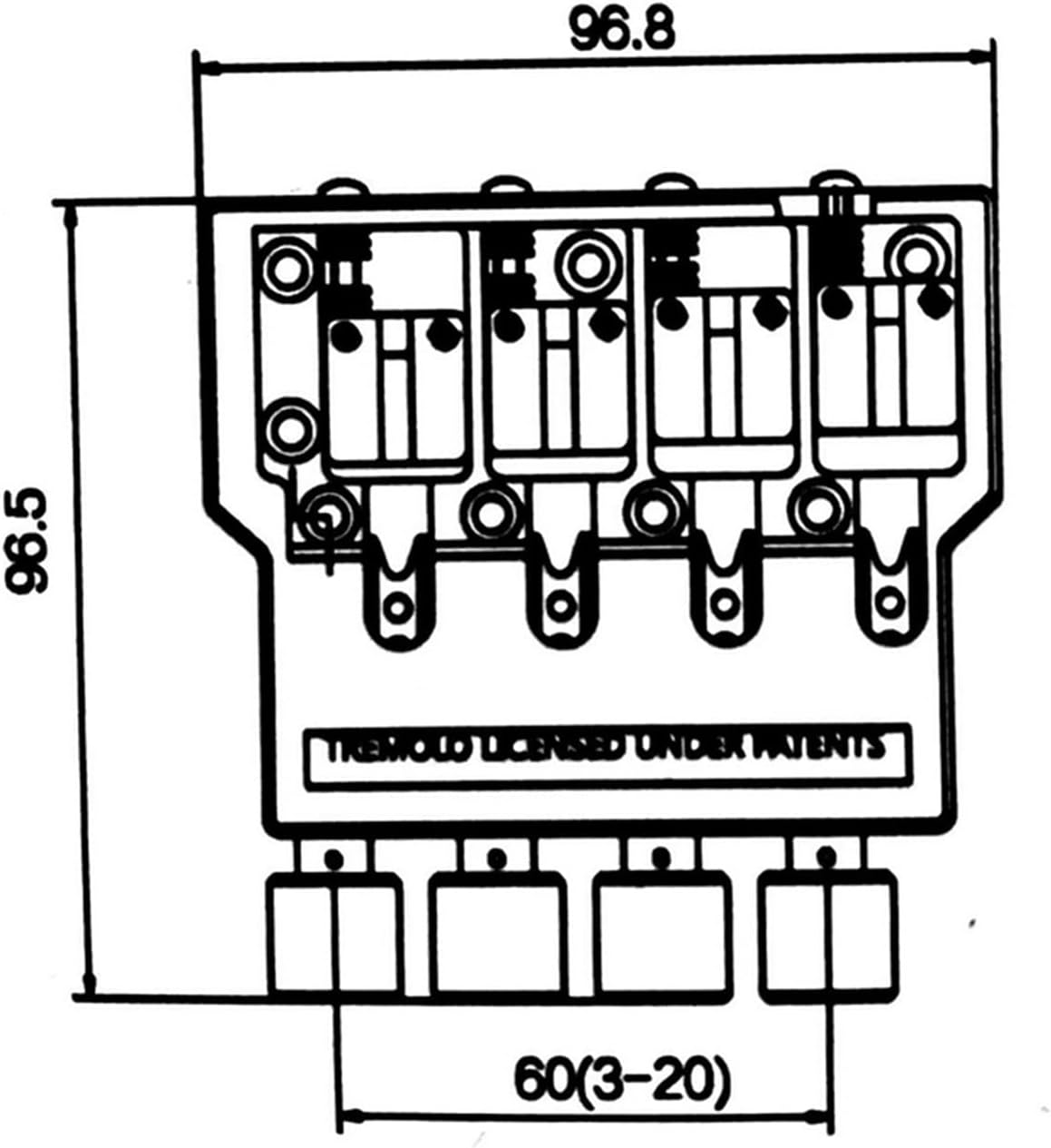 Black 4 String Headless Bass Bridge for Electric Guitar Electric Guitar Bridge