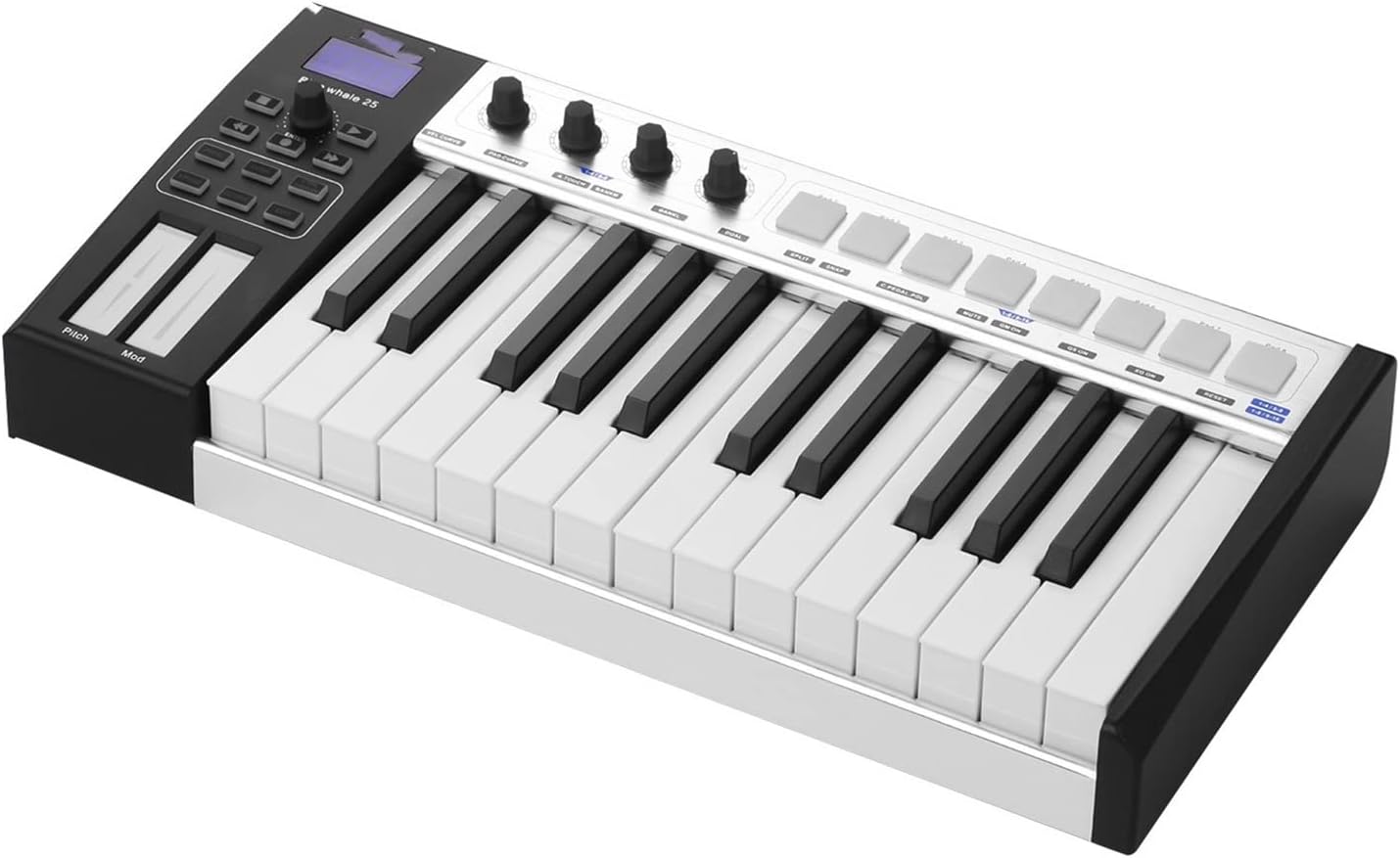 Keyboard Piano 37 Portable MIDI Controller Keyboard Semi-Weighted Keys 8 RGB Backlit Trigger Pads LED Display