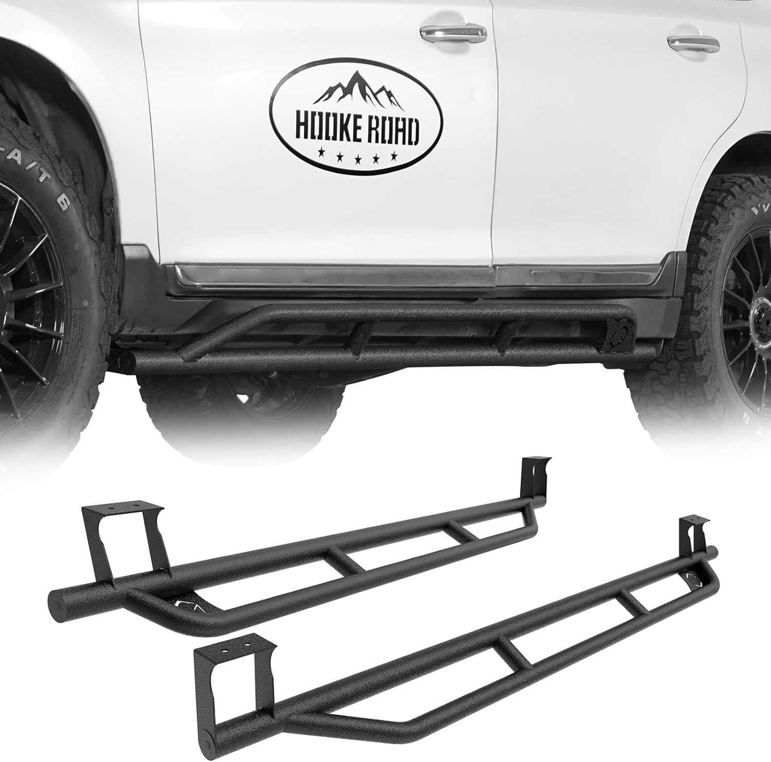 Hooke Road Outback Rock Sliders Tube Rocker Guard for 2015-2019 Subaru Outback, Offroad Protection Tubular Side Door Armor Rails Running Board Nerf Bars