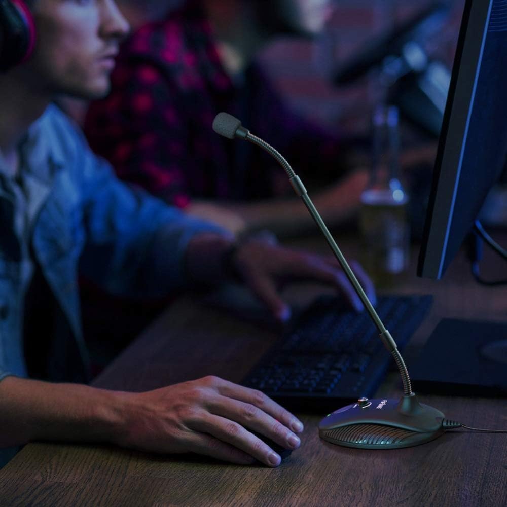 Gooseneck Microphone for Teaching Classroom Online Meeting Video Social USB for Laptop Height Adjustable Vocal Microphone, Black