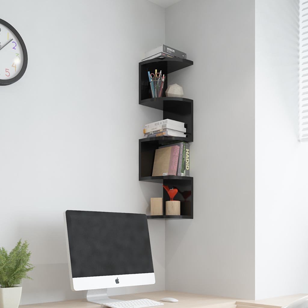 Wall Shelf Five-Tier Fan-Shaped Shelf Corner Storage Rack Wooden Sofa Kitchen Bedroom Background Wall Corner Shelf 8820CM (Color : A) (B 1) (B 1)