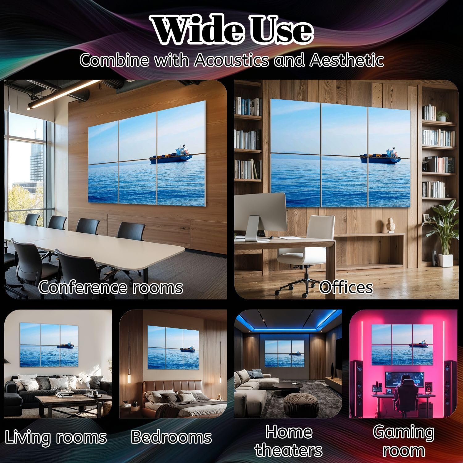 6 Pack Art Acoustic Panels Cargo Container Ship Soundproof Wall Panels, 48