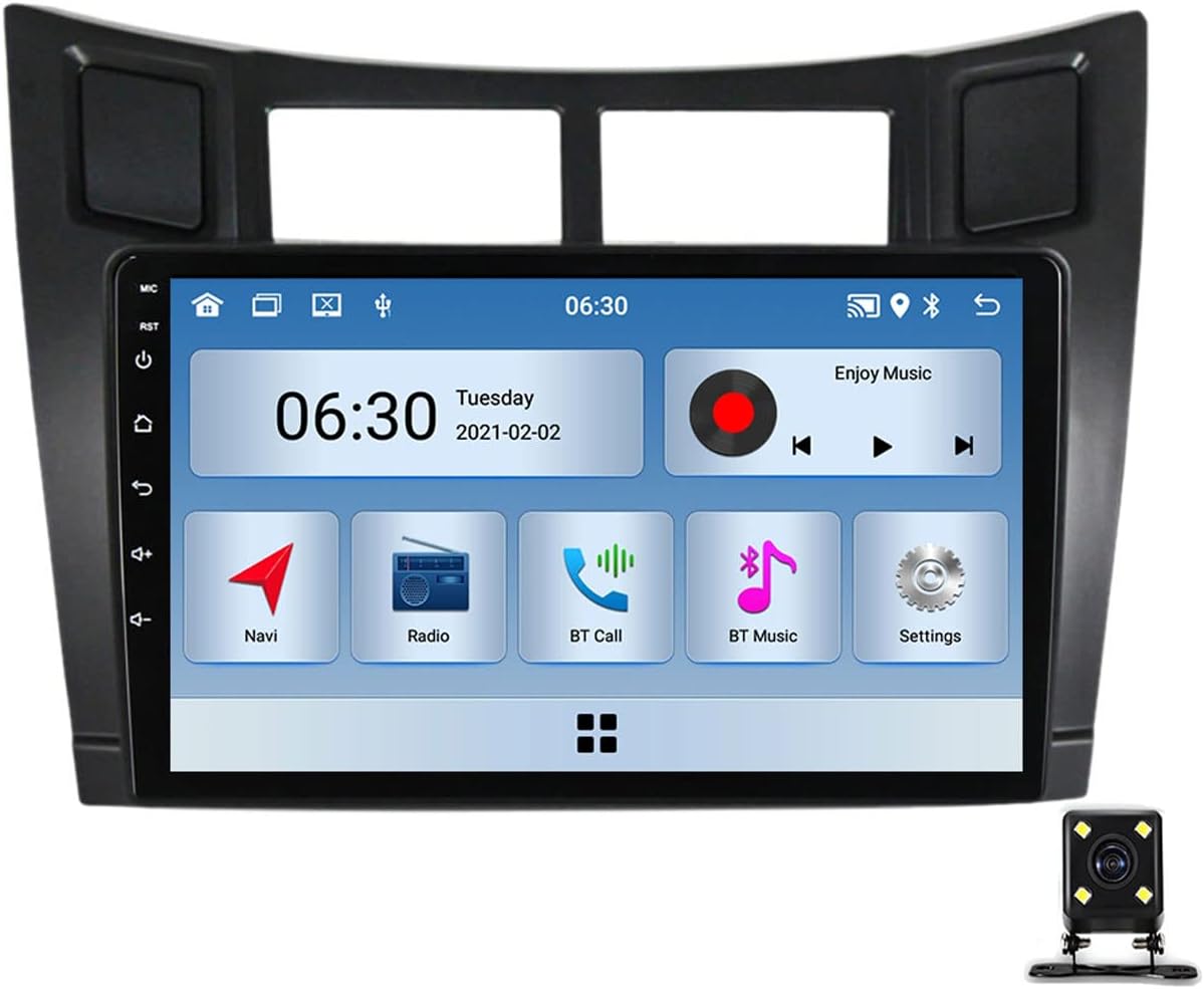 Car Stereo Multimedia MP5 Player for Toyota Yaris 2005~2012 Car Audio with Rear View Camera FM Radio 9 Inch Touch Screen Support Bluetooth/WiFi/SWC/Mirror Link/Carplay+Android Auto