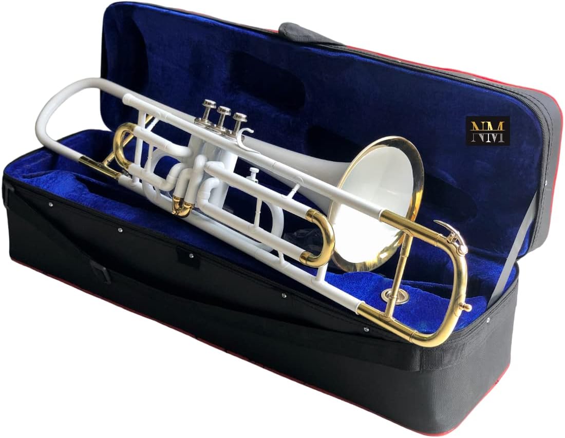 Nauticalmart Valve Bb White Trombone Instrument with Mouthpiece