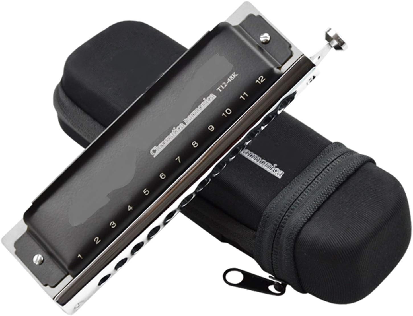 SUOFEILAIMU 12 Holes 48 Tone Chromatic Harmonica Key of C Harp Woodwind Instrumentos Musicais Mouth Organ T1248K Round Mouthpiece (Color : T1248k)