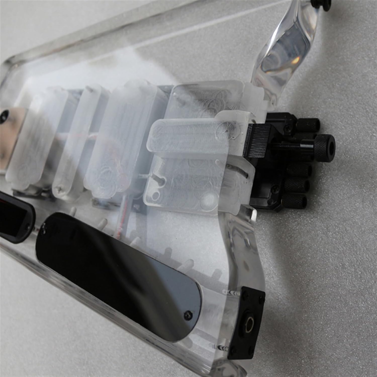 VENEKA Headless Electric Guitar Headless Portable Travel Guitar Acrylic Body Rosewood Fingerboard mini Electric Guitar