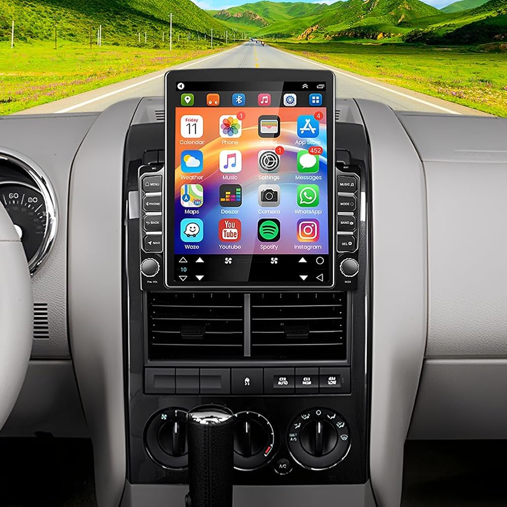 Double Din Car Stereo Radio for Ford Explorer 2006-2010 Android 9.7 inch Touch Screen Head Unit Car Stereo with Wireless Carplay Android Auto Support GPS Bluetooth WiFi FM RDS DSP Backup Camera