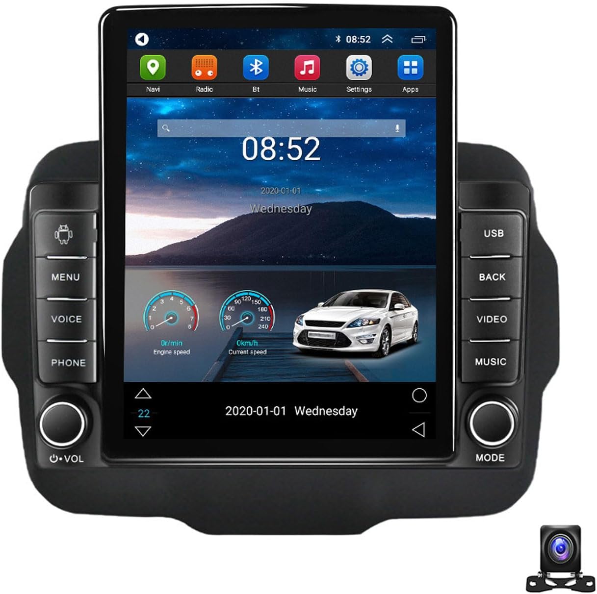 Android 13 Double Din Car Stereo 9.7 Inch Touch Screen Radio with GPS Navigation Bluetooth FM Radio Receiver Compatible with Jeep Renegade 2014~2018 Support Car-Play/Auto/DSP/RDS,TS800