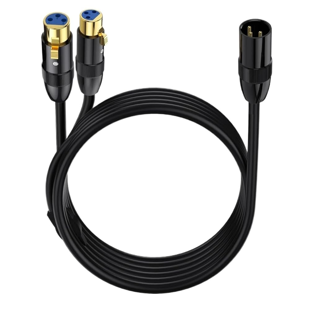 3P Splitter Cable, XLR Male to XLR Female Y-Splitter 3Pin Balanced Microphone Cable(1.8m)