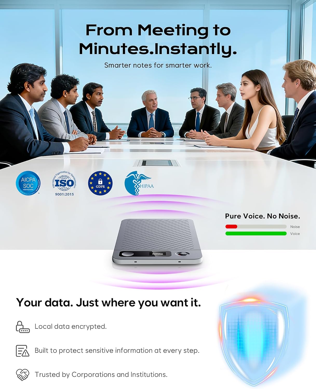 AI Voice Recorder, 64GB Note Taking Device w/Magnetic Case, App Control, AI Technology Transcribe & Summarize Free, 121 Languages, 45H Battery, Audio Recorder for Lectures Meetings Calls