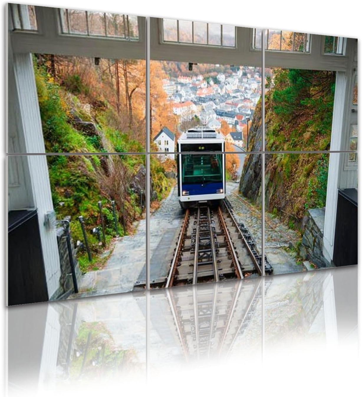 6 Pack Art Acoustic Panels Funicular railway Norwegian city Bergen Sound Absorbing Panel 48