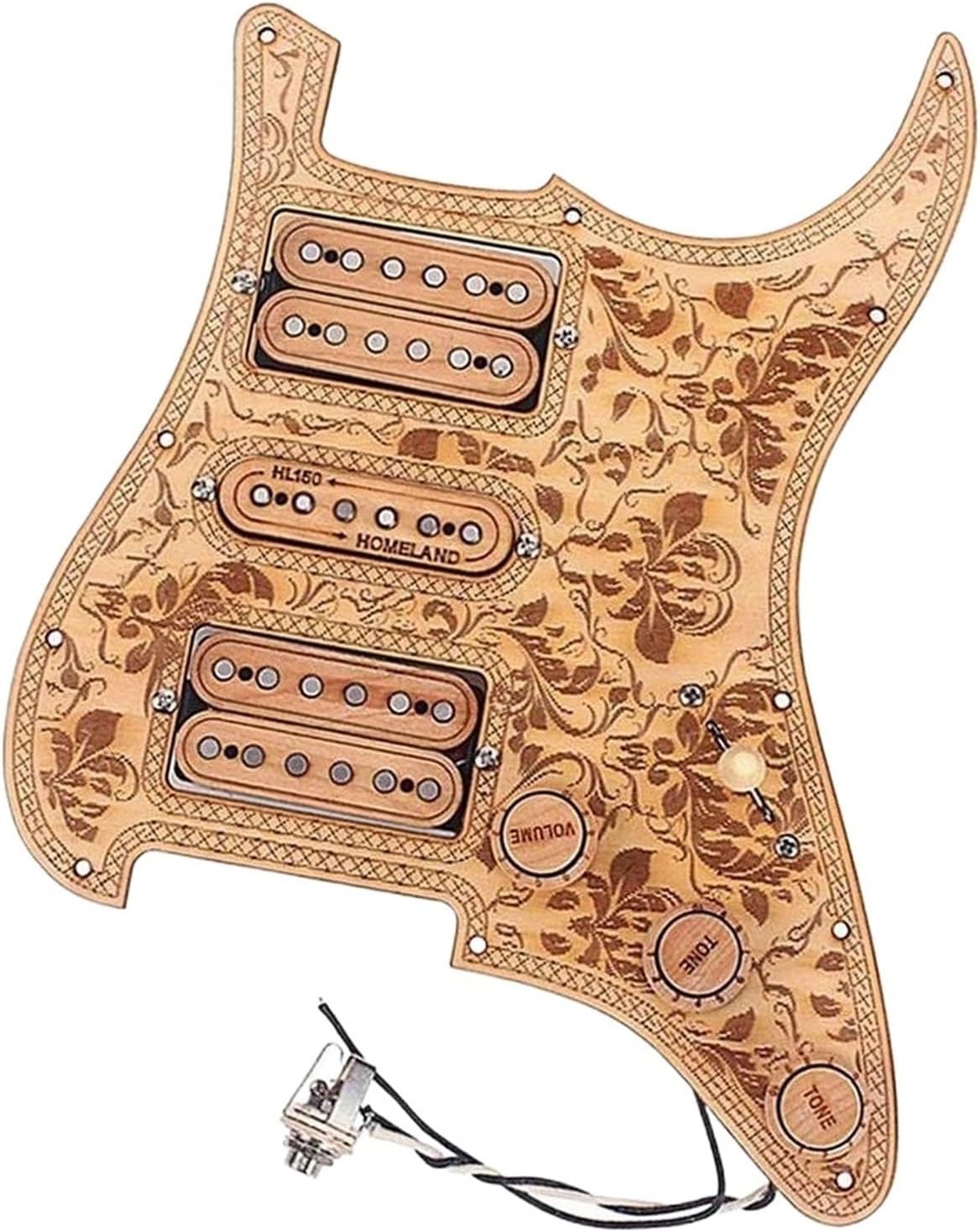 Prewired Electric Guitar Pickguard 3-Ply Maple 11 Hole HSH Loaded Prewired Electric Guitar Pickguards Pickups