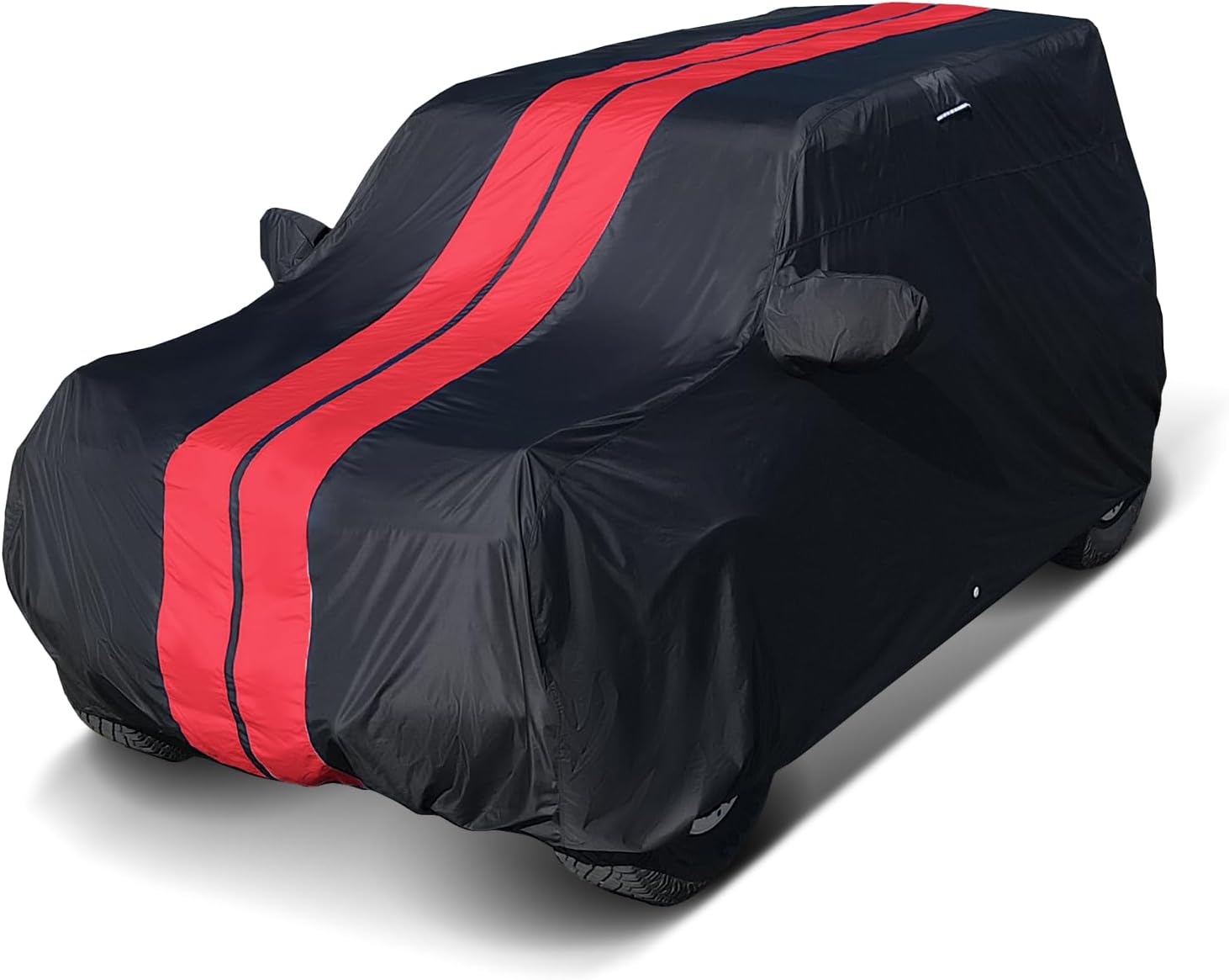 iCarCover Custom SUV Cover for Chevy Blazer S10 2-Door (1982-1994) Waterproof All-Weather Rain Snow UV Sun Protector Full Exterior Indoor Outdoor Car Cover (Stripe - Black/Red)