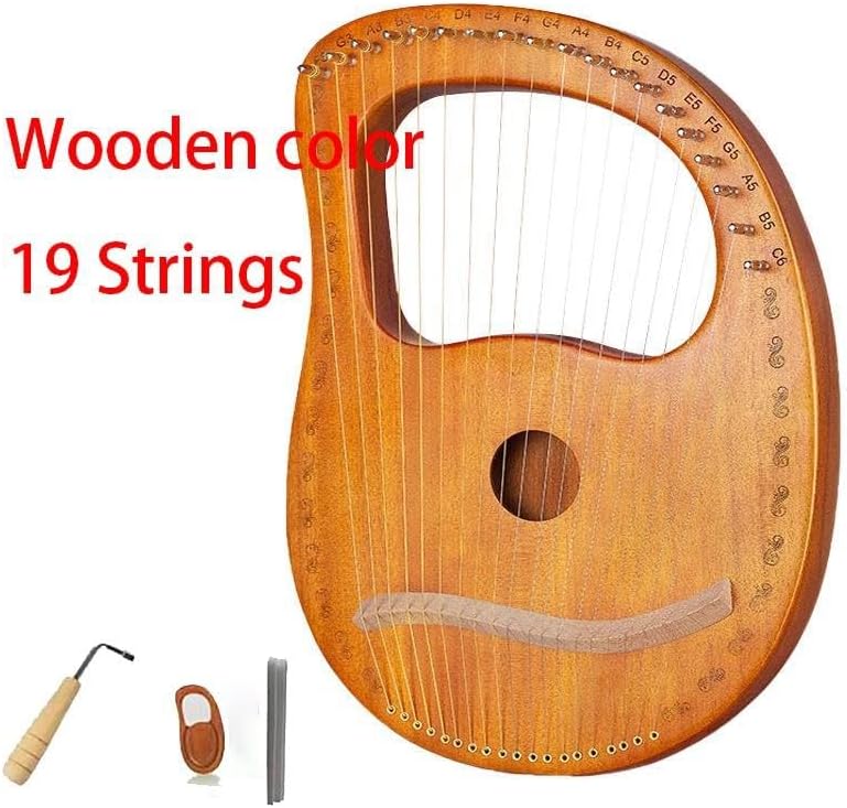 Lyre Harp Set 16/19 Strings Lyre Harp Love Song Music Thumb Lute Stringed Instrument Gift With Tuning Wrench(Wooden19)
