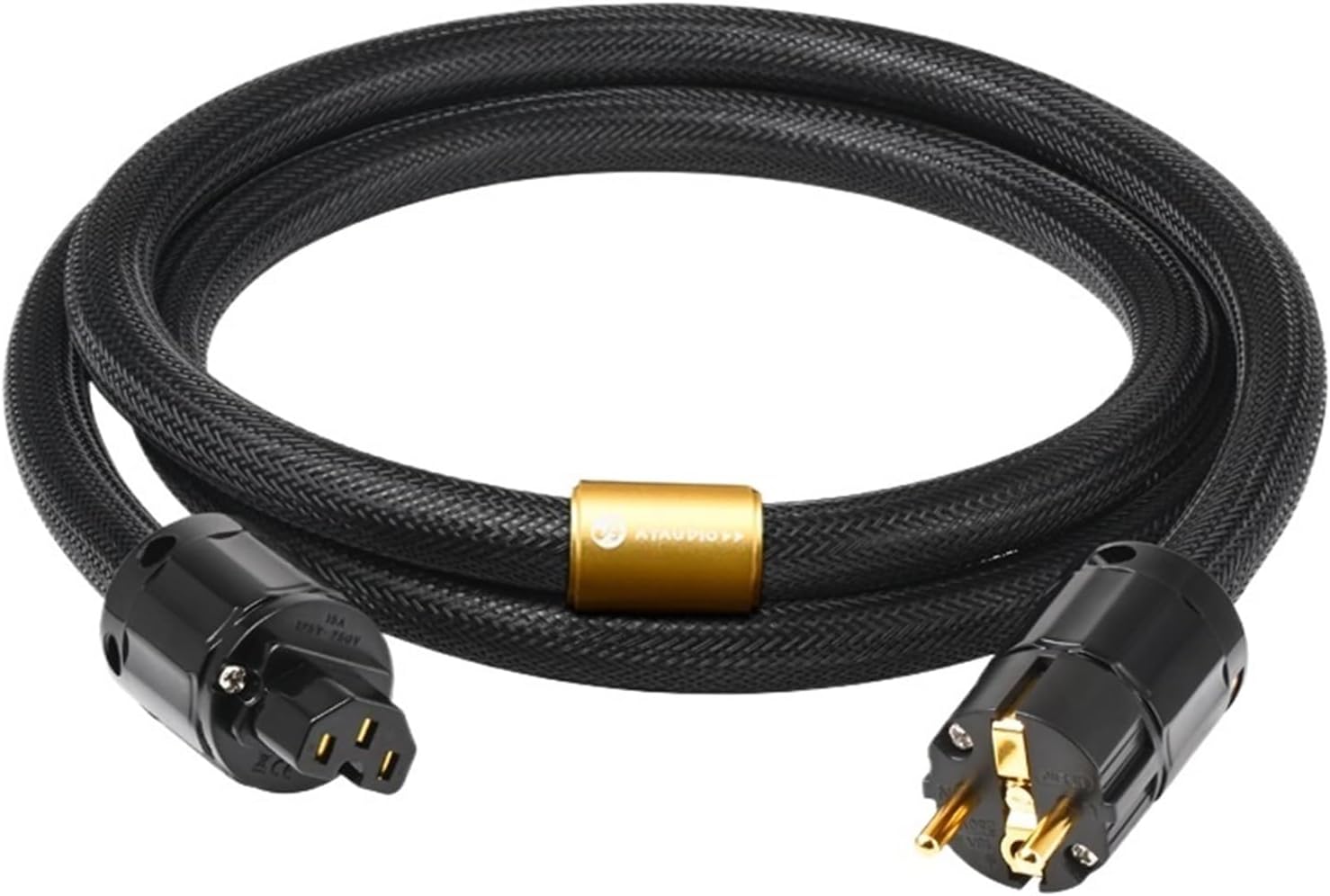 EU Power Audio Cable 6N OFC Double Shielded with Gold-Plated Plug AC Power Kabel for Speaker Amplifier(EU Power Cable,0.5m)