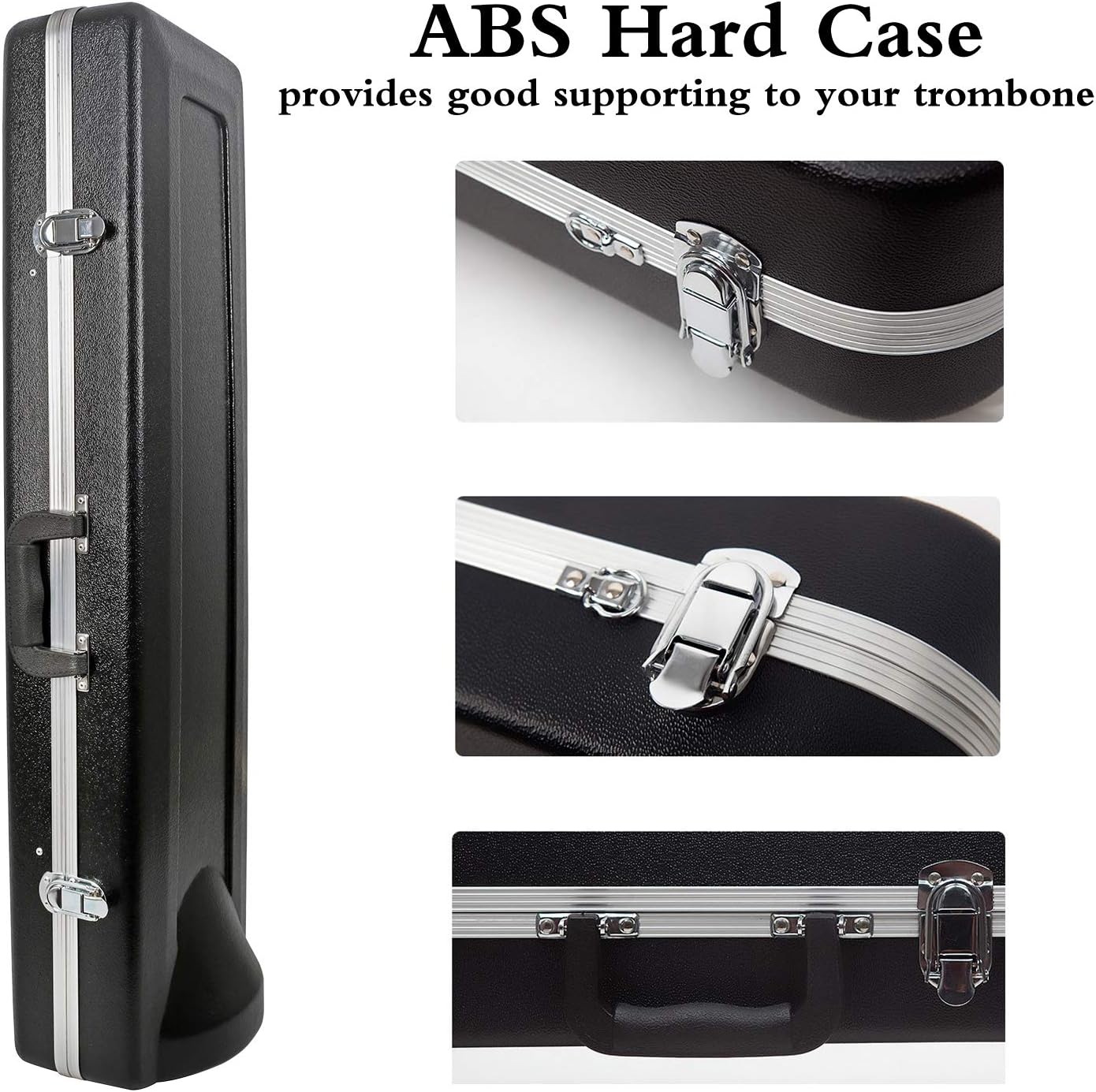 EASTROCK Bb Tenor Slide Trombone Brass Musical Instrument with Hard Case,Mouthpiece,Gloves,Cleaning Cloth for Beginners Standard Bell(7.87