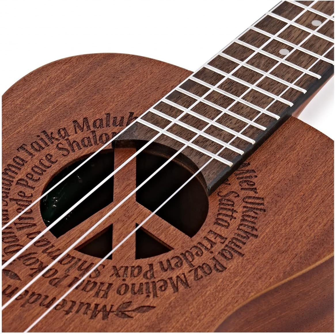 Luna Maluhia Peace Concert Ukulele with Gig Bag, Satin Natural