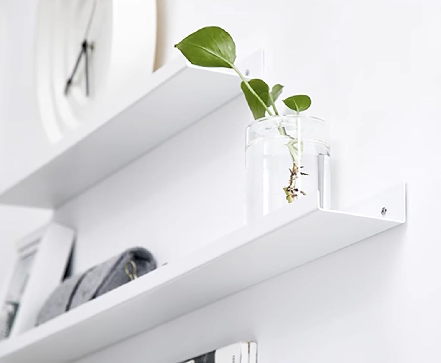 Floating Shelves Wall Mounted,Modern Wall Shelves for Storage with Lip, L-Shape Display Picture Ledge Shelf for Wall Decor Bedroom Living Room Bathroom Kitchen ( Color : White , Size : 30x12cm/11.81x4