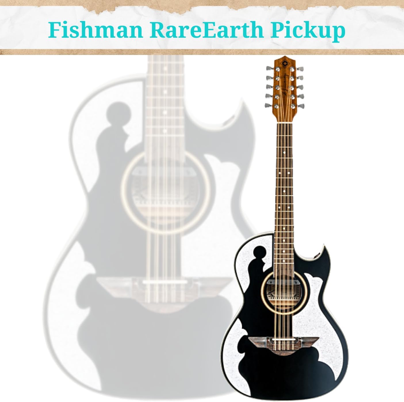 H. Jimenez LBQ4EBT El Patron Bajo Quinto, Acoustic-Electric Guitar with Gig Bag, Glossy Black