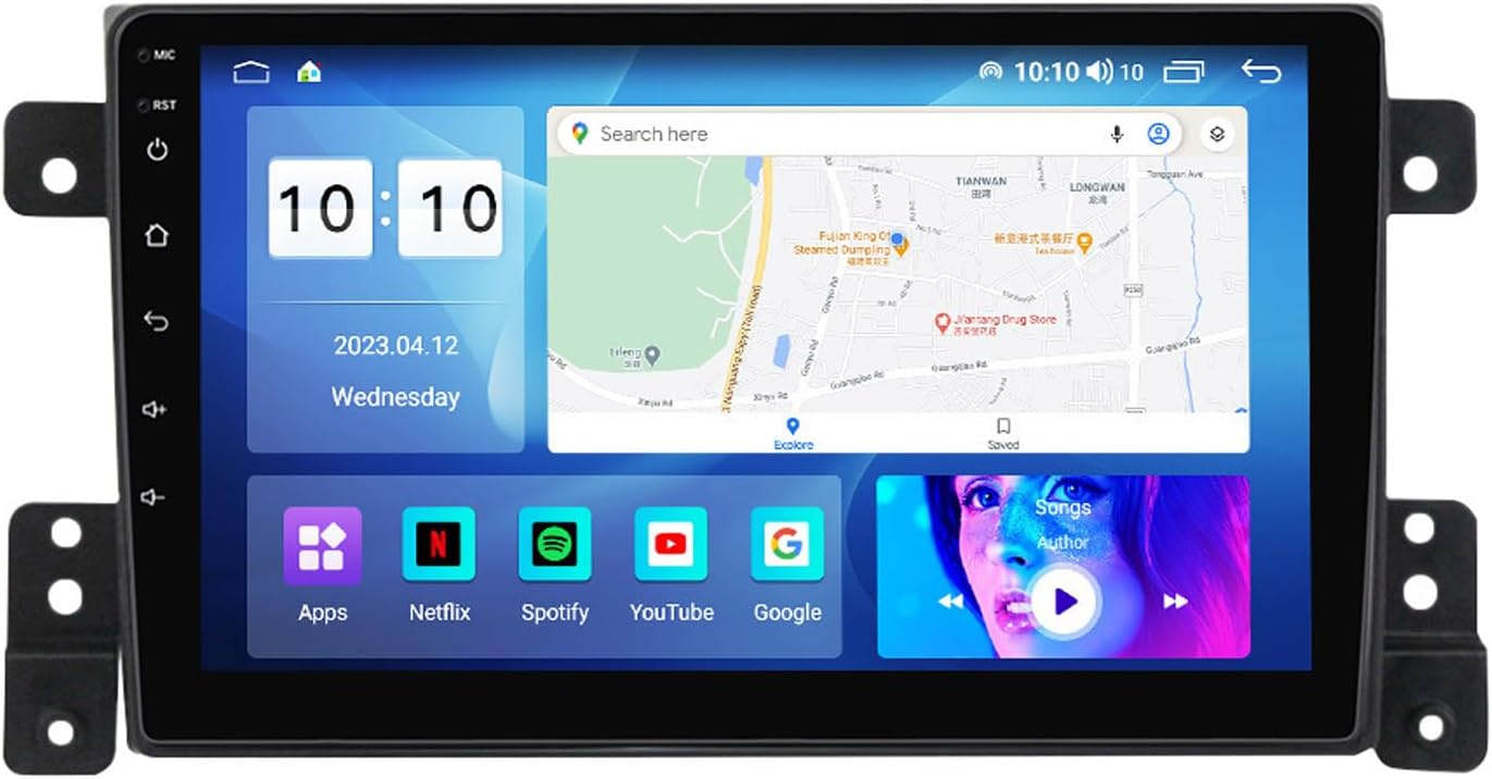 Android 9 inch Touch Screen Car Stereo for Suzuki Vitara 2005-2015 Built-in Car Play and Android Auto Support GPS Navigation/Bluetooth/DSP for Android 12