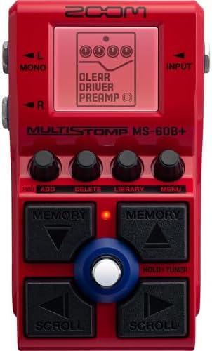 Zoom MS-60B+ MultiStomp Multi-FX Bass Pedal Bundle With Microfiber Cleaning Cloth + 4x AA Batteries With Charger + Balanced Interconnect 1/4 inch TRS to Same Cable