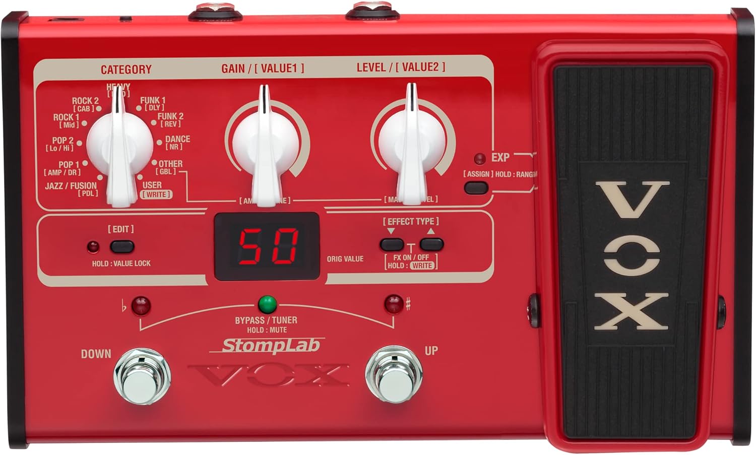 VOX StompLab 2B Multi-Effects Modeling Pedal with Expression for Bass Guitar