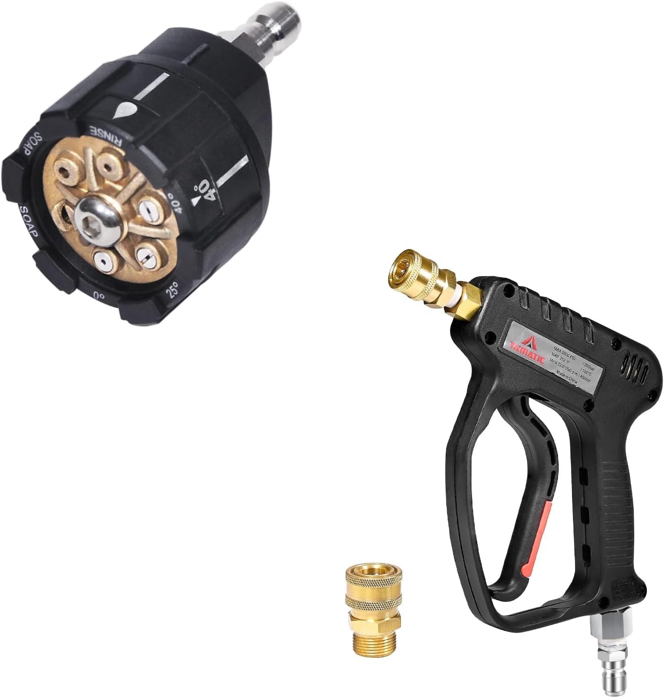 YAMATIC Pressure Washer Short Gun 5000 PSI and Pressure Washer Nozzle, Stainless Steel 3/8