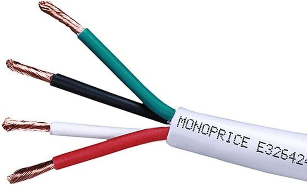 Monoprice 100ft 14AWG CL2 Rated 4-Conductor Loud Speaker Cable (For In-Wall Installation)