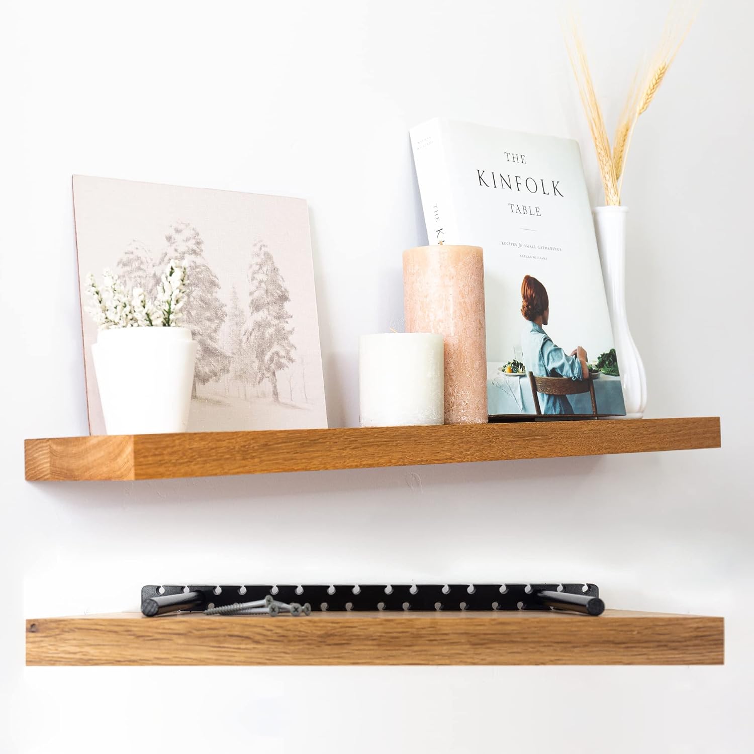 UltraShelf Solid Wood Floating Shelf for Wall Decor, White Oak, 30