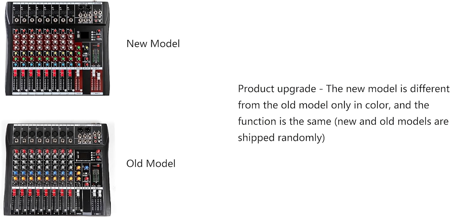 Professional 8 Channel Mixing Console Audio Mixer Bluetooth Digital USB MP3 Input 48V Phantom Power Stereo DJ Studio Audio Sound Mixer Console AC 110V