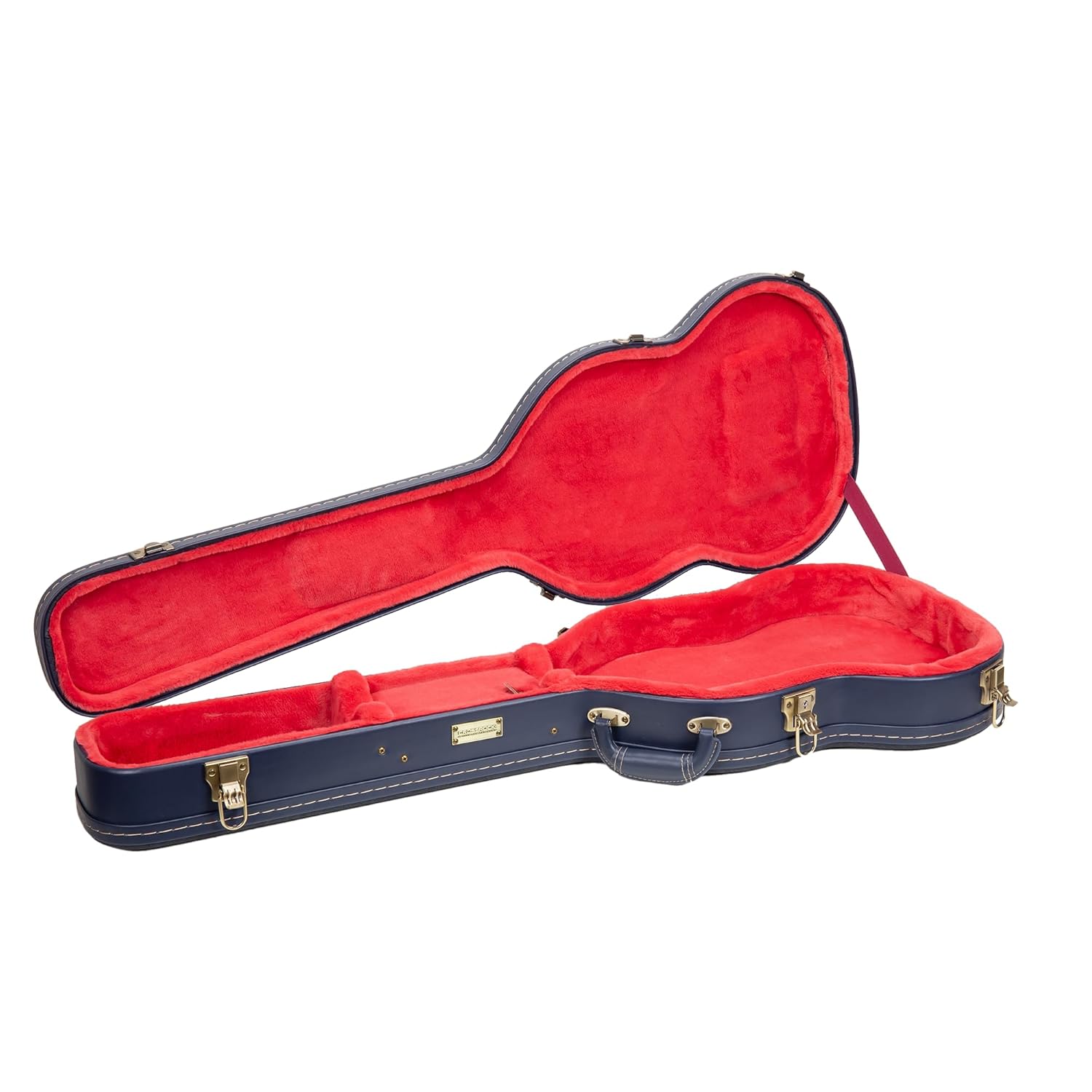 Crossrock Relief Series SG Guitar Case for Gibson SG Style Electric Guitars | Carved Ocean Blue Finish, Deep Scarlett Velvet Interior, Lock (CRW630SGOB)