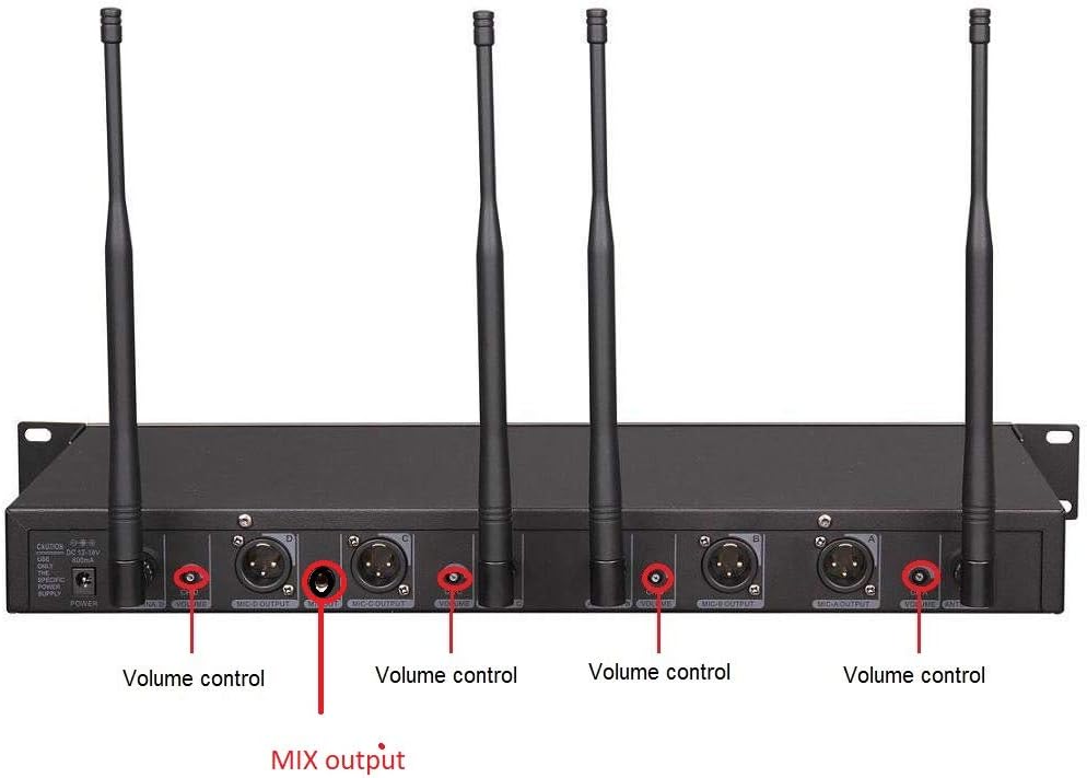 GTDaudio 4 x 800 Adjustable Frequency Channels UHF True Diversity Wireless Lavalier (Lapel) Headset Microphone Mic System 787HL (2 Lavalier & 2 Handheld Mics)