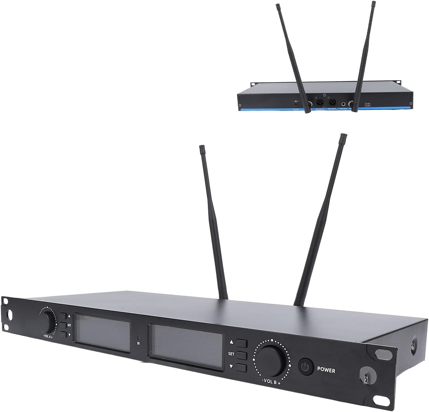 Akozon Professional Karaoke Microphones Noise Reduction Rechargeable System with Receiver for Singing Party Wedding Stage KTV Shows