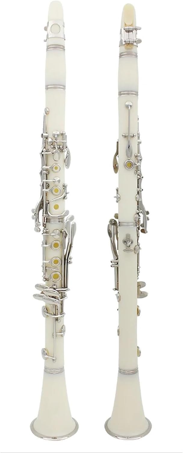 Clarinet Musical Instruments Clarinet Bb 17 Key 6 Ring Clarinet Black Pipe White Clarinet Portable Clarinet Professional Woodwind Instrument(A)