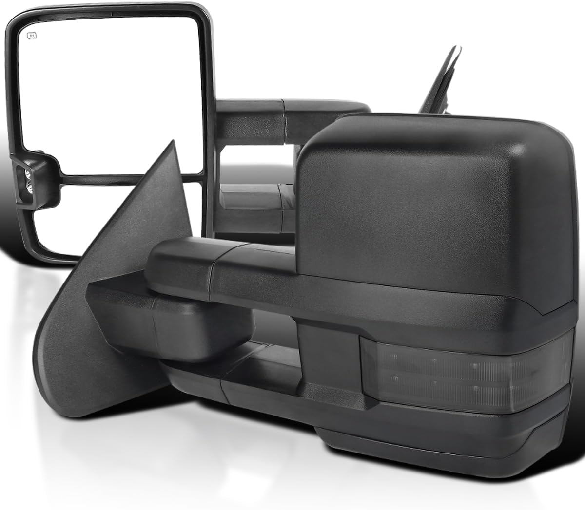 Spec-D Tuning Black Power Heated Towing Mirrors w/Temp Sensor w/Smoke LED Signal Compatible with 2014-2018 Chevy Silverado GMC Sierra 1500 2500HD 3500HD Left + Right Pair