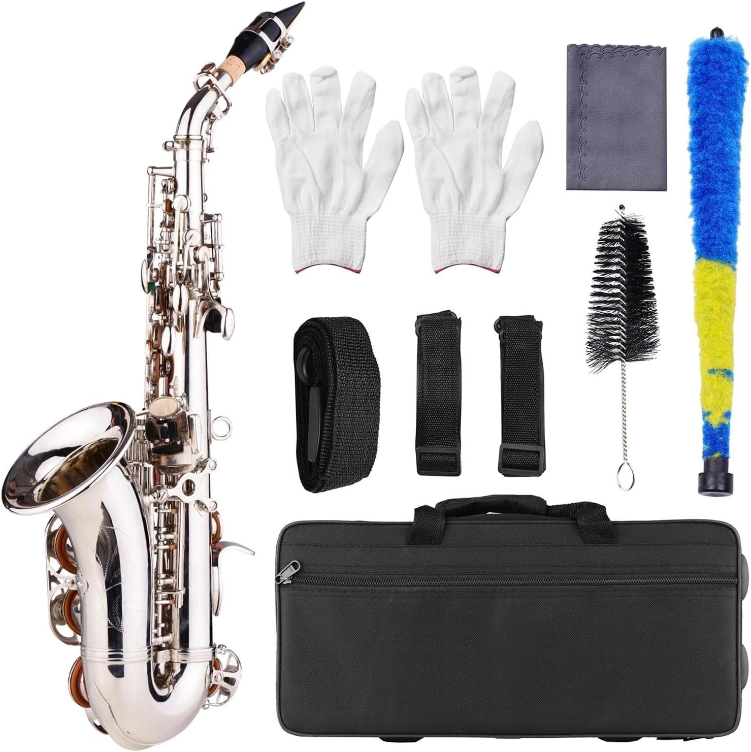 Brass Carve Pattern Bb Bend Treble Saxophone Sax White Wind Instrument