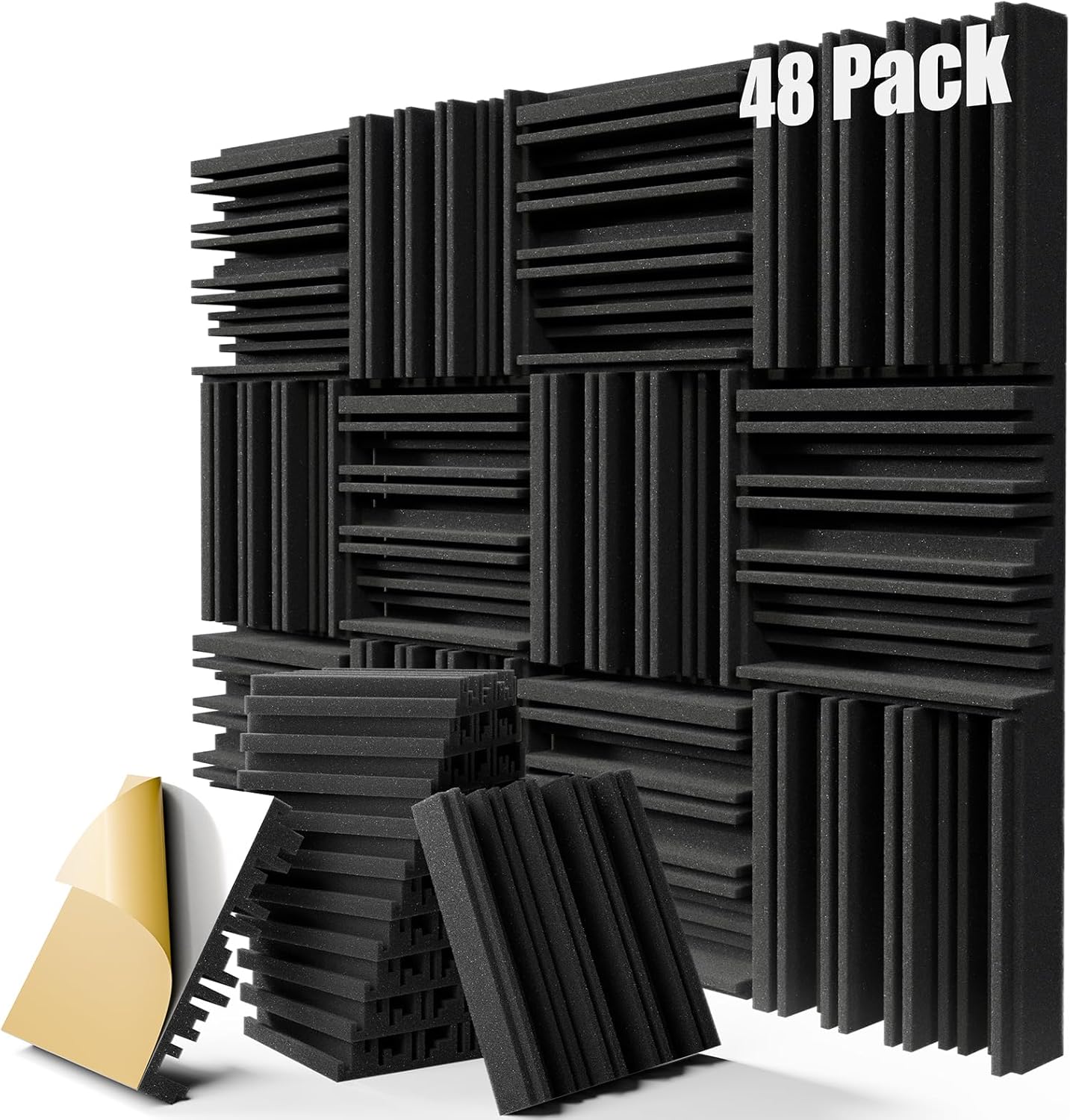 48 Pack Sound Proof Foam Panels for Walls, 12