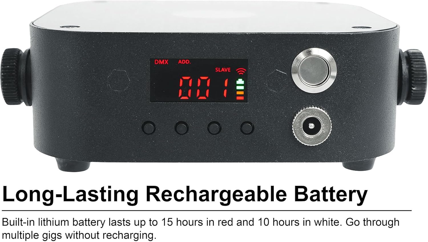 Rockville 4 Pack MINI RF1 V3 Black LED Wash Up Light, RGBWA+UV, Compact, App, Remote, LCD, Wireless DMX, Rechargeable, Perfect for DJ/Party Lighting